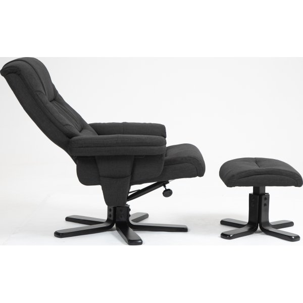 Recliner-nojatuoli Oslo rahilla - Cortina musta + Huonekalujen tahranpoistoaine Recliner-nojatuoli Oslo rahilla - Cortina musta + Huonekalujen tahranpoistoaine