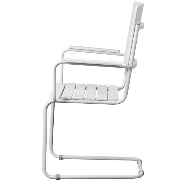 Holm� ulkoruokap�yd�n tuoli k�sinojilla, valkoinen