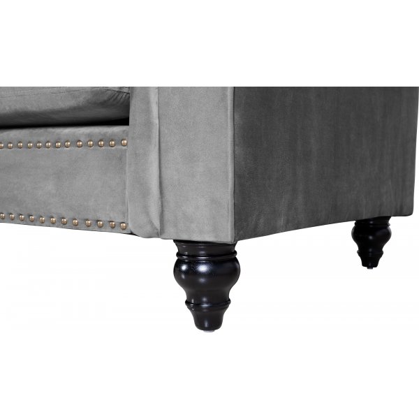 Kolmen istuttava sohva Chesterfield Royal - Harmaa sametti + Huonekalujen tekstiilien puhdistus Kolmen istuttava sohva Chesterfield Royal - Harmaa sametti + Huonekalujen tekstiilien puhdistus