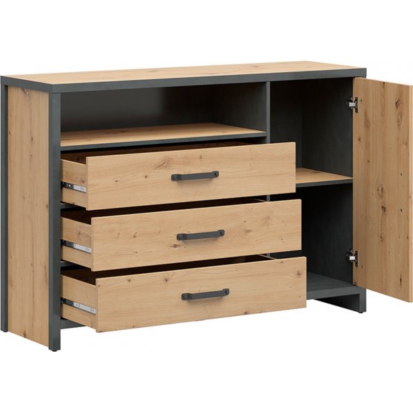 Weston lipasto 131 cm - Artisan tammi/harmaa