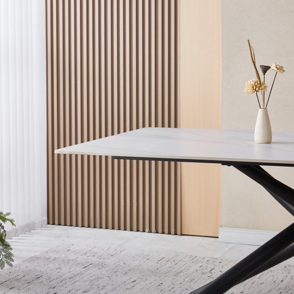 Jupiter-ruokapöytä sintratusta kivestä - 180x90 cm - Valkoinen marmori Jupiter-ruokapöytä sintratusta kivestä - 180x90 cm - Valkoinen marmori