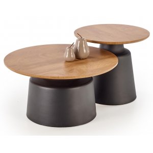 Settipöytä Ø70/50 cm musta / Luonnonvärinen Settipöytä Ø70/50 cm musta / Luonnonvärinen