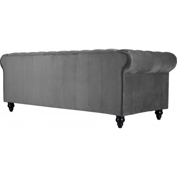 Kolmen istuttava sohva Chesterfield Royal - Harmaa sametti + Huonekalujen tekstiilien puhdistus Kolmen istuttava sohva Chesterfield Royal - Harmaa sametti + Huonekalujen tekstiilien puhdistus