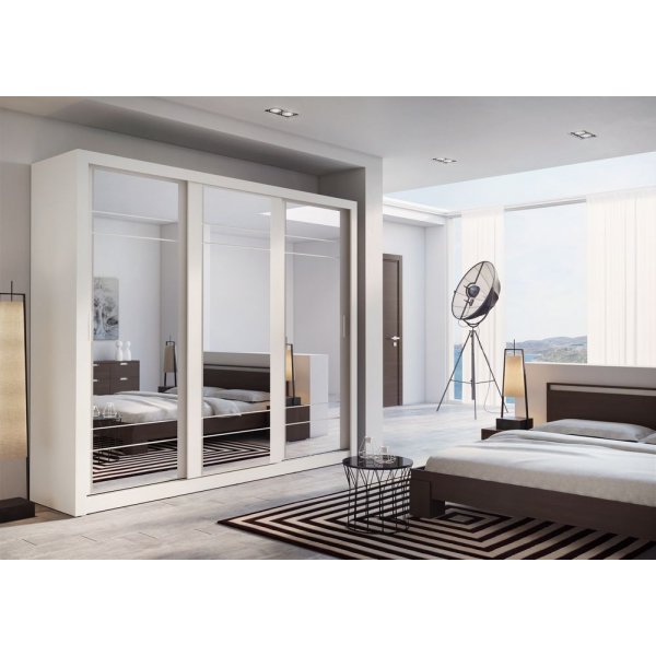 Mervyn-vaatekaappi peilill - Valkoinen