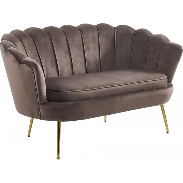 Kingsley 2-istuttava sohva samettia - ruskea / messinki
