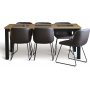 Graniitti ruokailuryhm; Pyt 180x90 cm tammi/musta, 6 Texas ruokapydn tuolia ruskea PU