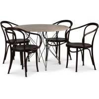 Eläintarhan ruokailuryhmä Ø105 cm sis. 4 taivutettua puurunkoista tuolia No30 Classic - Kromi / beige Empradore Eläintarhan ruokailuryhmä Ø105 cm sis. 4 taivutettua puurunkoista tuolia No30 Classic - Kromi / beige Empradore