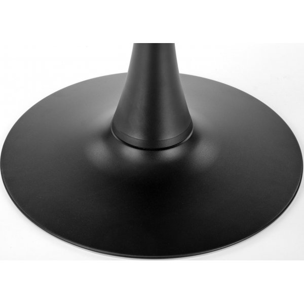 Olmo-ruokapöytä Ø 90 cm pähkinäpuusta/mustasta väristä ja 2 Sara-nojatuolia pähkinäpuusta ja pellavasta Olmo-ruokapöytä Ø 90 cm pähkinäpuusta/mustasta väristä ja 2 Sara-nojatuolia pähkinäpuusta ja pellavasta