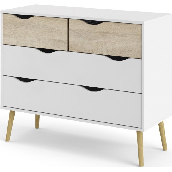 Oslon lipasto 4 laatikolla - Valkoinen/tammi Oslon lipasto 4 laatikolla - Valkoinen/tammi