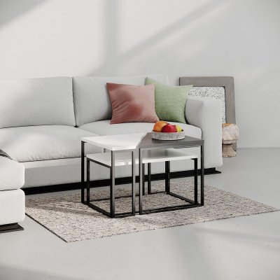 Oladin sohvapyt 64 x 45 cm - Valkoinen/antrasiitti