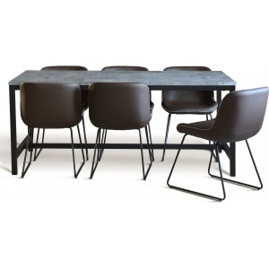 Texas ruokailuryhmä 6 Texas ruokapöydän tuolia Brown PU + Texas betoni ruokapöytä 180x90 cm Texas ruokailuryhmä 6 Texas ruokapöydän tuolia Brown PU + Texas betoni ruokapöytä 180x90 cm