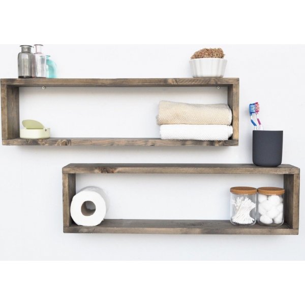 Abstrakti seinähylly 7 - pähkinä Abstrakti seinähylly 7 - pähkinä