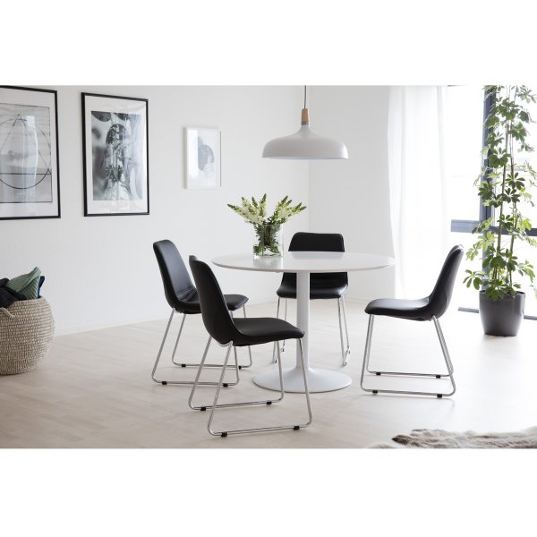 Ibiza-ruokapöytä - Valkoinen/valkoinen - ø110 cm + Huonekalujen jalat Ibiza-ruokapöytä - Valkoinen/valkoinen - ø110 cm + Huonekalujen jalat