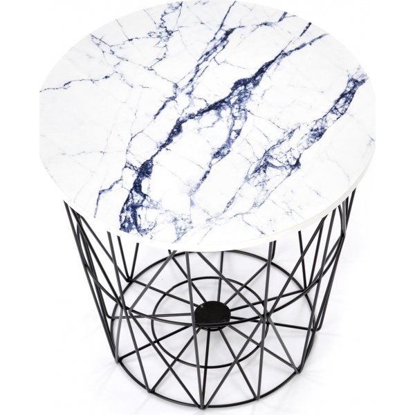 Harissa sohvapöytä Ø42 cm - Valkoinen marmori/musta Harissa sohvapöytä Ø42 cm - Valkoinen marmori/musta