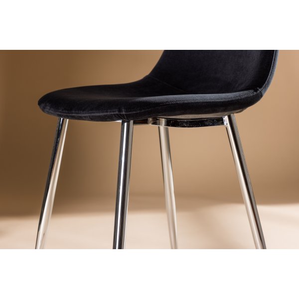 Bridge-ruokailutuoli - Musta sametti/kromi Bridge-ruokailutuoli - Musta sametti/kromi