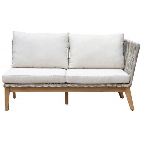 Inez ulkosohvasetti sohvap�yd�ll� - Harmaa keinorottinki ja akaasia | Kulmasohva