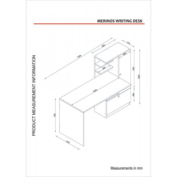 Merino kirjoituspöytä 120x61,8 cm - Valkoinen Merino kirjoituspöytä 120x61,8 cm - Valkoinen