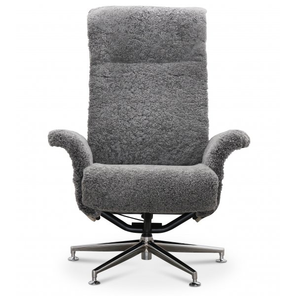 Nojatuoli jalkarahilla, aitoa lampaannahkaa, musta/grafiitinharmaa - Ulla Nojatuoli jalkarahilla, aitoa lampaannahkaa, musta/grafiitinharmaa - Ulla