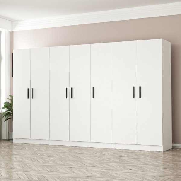 Rizada vaatekaappi 315x52x210 cm - Valkoinen Rizada vaatekaappi 315x52x210 cm - Valkoinen