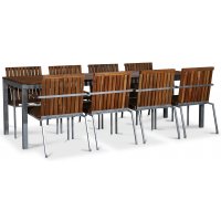 Alva ruokailuryhmä 250x90 cm sis. 8 tuolia - teak / galvanoitu teräs Alva ruokailuryhmä 250x90 cm sis. 8 tuolia - teak / galvanoitu teräs