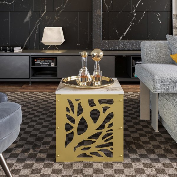 Tonga sivup�yt� 44,5 x 44,5 cm - Kulta/valkoinen