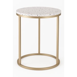 Terrazzo-sivupöytä Ø50 cm - Terrazzo Cosmos & messinkinen accent-runko Terrazzo-sivupöytä Ø50 cm - Terrazzo Cosmos & messinkinen accent-runko