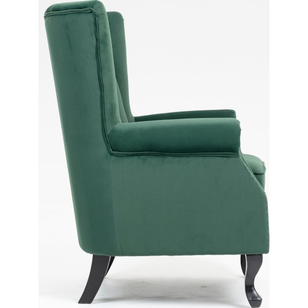 Korvaläppänojatuoli vihreää samettia Korvaläppänojatuoli vihreää samettia