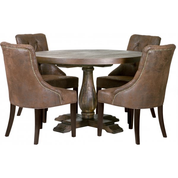 Lamier ruokailuryhmä, pyöreä pöytä + 4kpl Tuva Europa II Mocca -tuolia - Mokka Lamier ruokailuryhmä, pyöreä pöytä + 4kpl Tuva Europa II Mocca -tuolia - Mokka