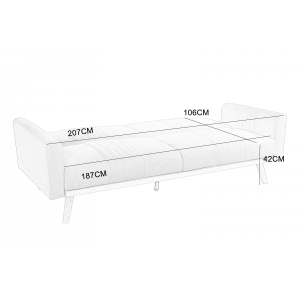 Vuodesohva Borlnge - Vaaleanharmaa kangas | 207 cm