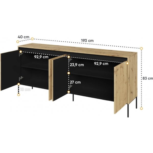 Trend senkki L193 cm - Artisan tammi/musta Trend senkki L193 cm - Artisan tammi/musta