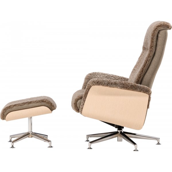 Lampaannahkainen nojatuoli rahilla - Ruskea / tammi - Ulla Lampaannahkainen nojatuoli rahilla - Ruskea / tammi - Ulla