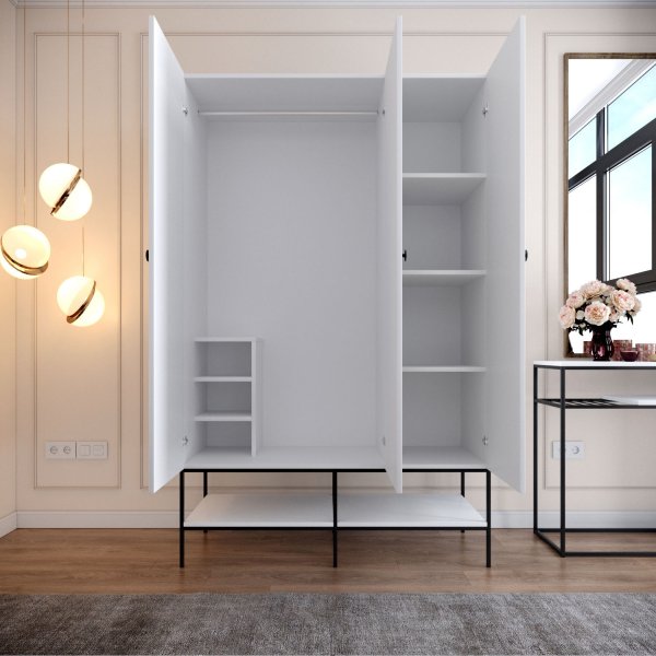 Martin vaatekaappi 126 cm - Valkoinen