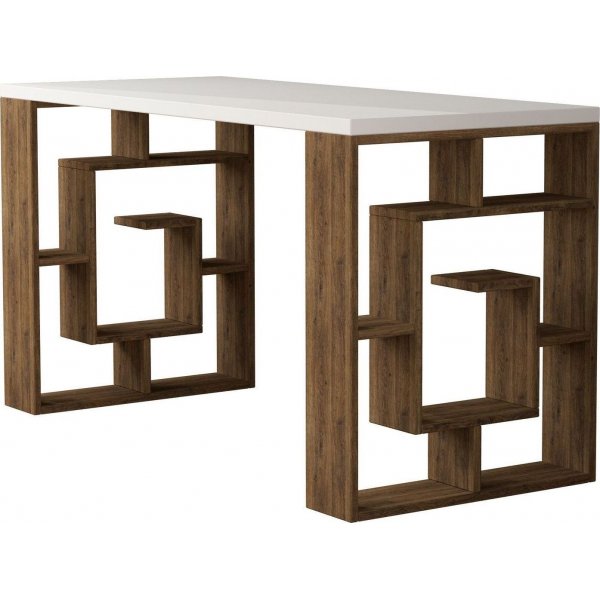 Labyrinttipyt 140x60 cm - Valkoinen/tumma tammi