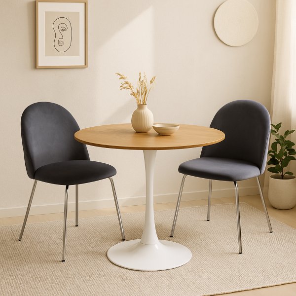 Plaza- samettituoli - Harmaa / Kromi