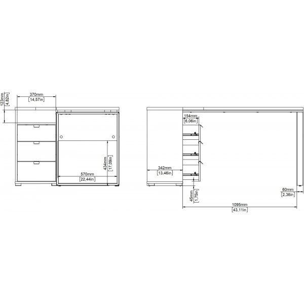Kylttikulmapöytä - valkoinen/hikkori Kylttikulmapöytä - valkoinen/hikkori