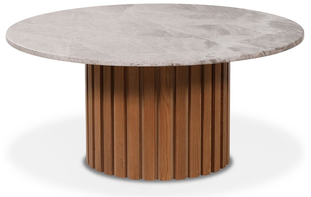 Pyöreä sohvapöytä Matisse 105 - Tammi / marmori (Vaaleanbeige) - € -  