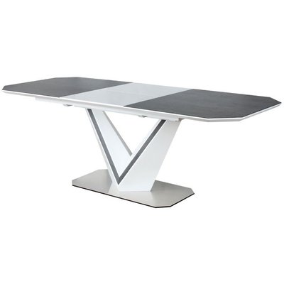 Luz jatkettava ruokapöytä 90x160-220 cm - Valkoinen/harmaa