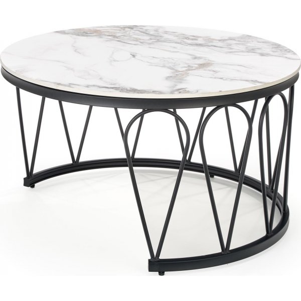Formosa sohvapöytä Ø60 cm - Valkoinen marmori/musta Formosa sohvapöytä Ø60 cm - Valkoinen marmori/musta