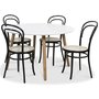 Rosvik-ruokaryhm, pyre pyt valkoinen/tammi + 4kpl mustaa Thonet No14 -tuolia