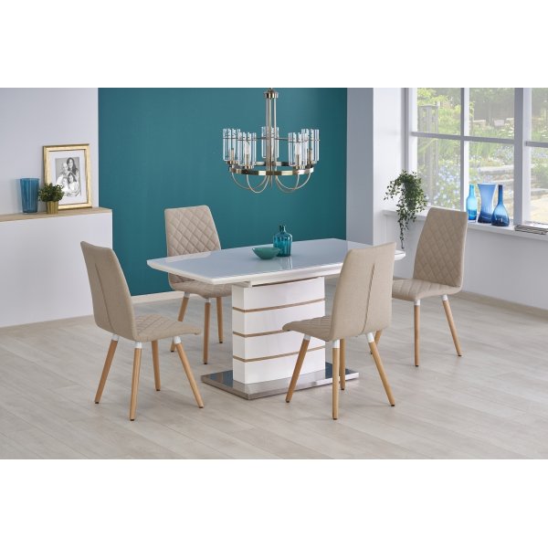 Mervin jatkettava ruokap�yt� 140-180 cm - Tammi / Kiilt�v� valkoinen