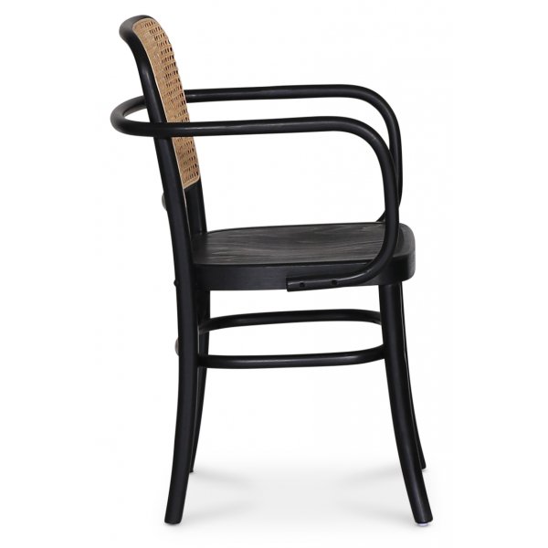 Nemis runkotuoli taivutettu puu - musta/rottinki