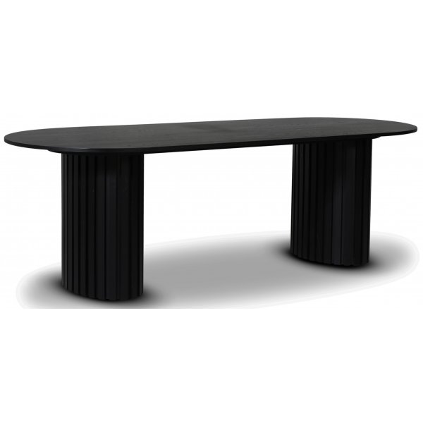 Ruokailuryhmä PiPi soikea ruokapöytä 240 cm sis. 4 terveellistä ruokapöydän tuolia - Musta tahra + 3.00 x Huonekalujen jalat Ruokailuryhmä PiPi soikea ruokapöytä 240 cm sis. 4 terveellistä ruokapöydän tuolia - Musta tahra + 3.00 x Huonekalujen jalat