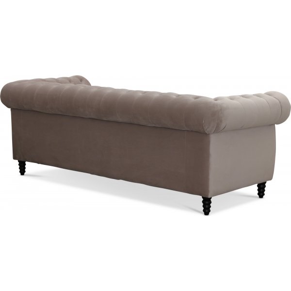 Kolmen istuttava Cambridge Chesterfield - Vaaleanharmaa sametti Kolmen istuttava Cambridge Chesterfield - Vaaleanharmaa sametti