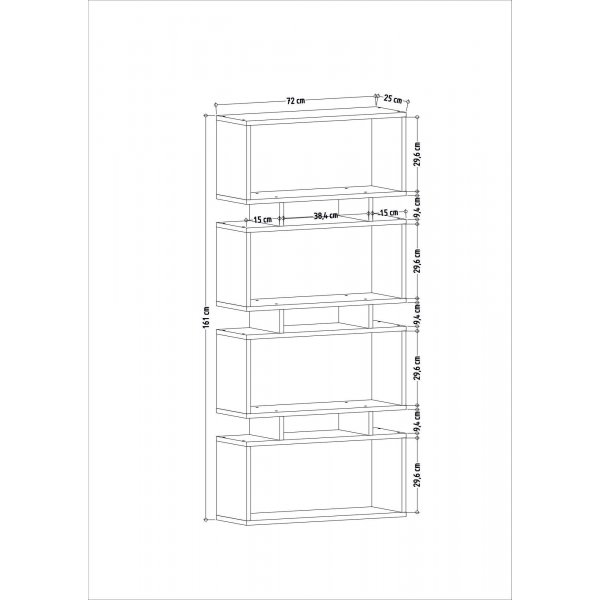 Langdon kirjahylly - valkoinen