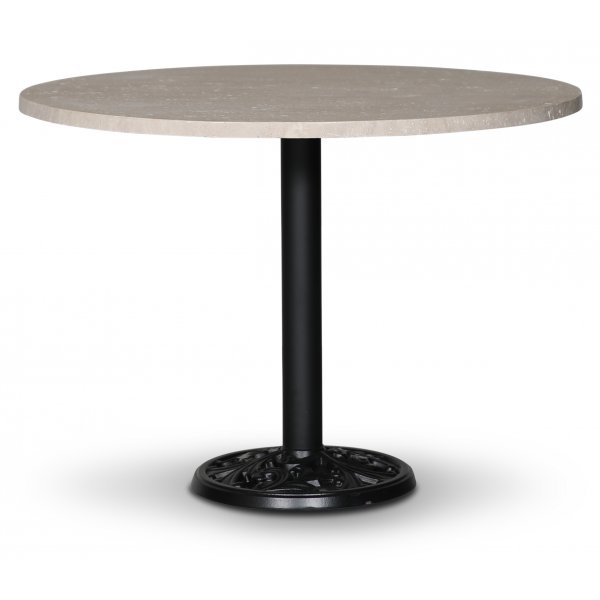 Flair pyre ruokapyt 105 cm - Black Mystery E84 jalka / travertiinikivi