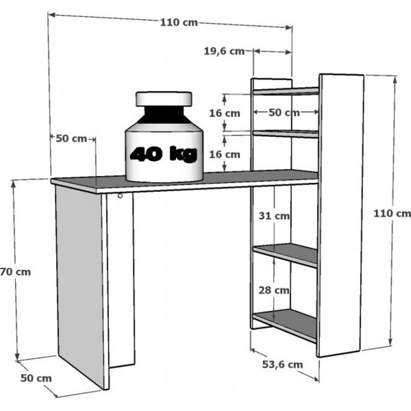 Enna kirjoituspöytä 110 x 50 cm - Pähkinä/valkoinen Enna kirjoituspöytä 110 x 50 cm - Pähkinä/valkoinen