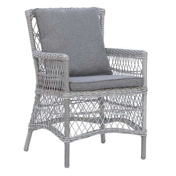 Ulkokalusteryhm�; 4 tuolia ja ruokap�yt� �110 cm harmaa/rottinki - Jacksonville/Provence