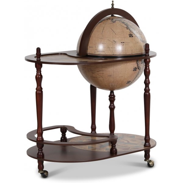 Da Vinci -tarjoiluvaunu karttapallo/baari 81 cm - mahonki / vaalea