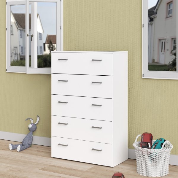 Tilava lipasto 5 laatikolla - Valkoinen Tilava lipasto 5 laatikolla - Valkoinen