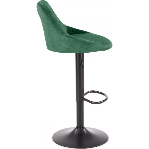 Baarituoli vihre�ll� verhoilulla ja mustalla jalalla